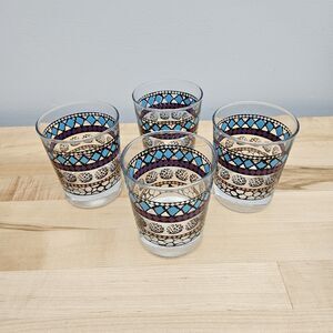 SET OF 4 Ikea Murkla Geometric 8oz Old Fashioned Rock Juice Glass Tumblers 22648